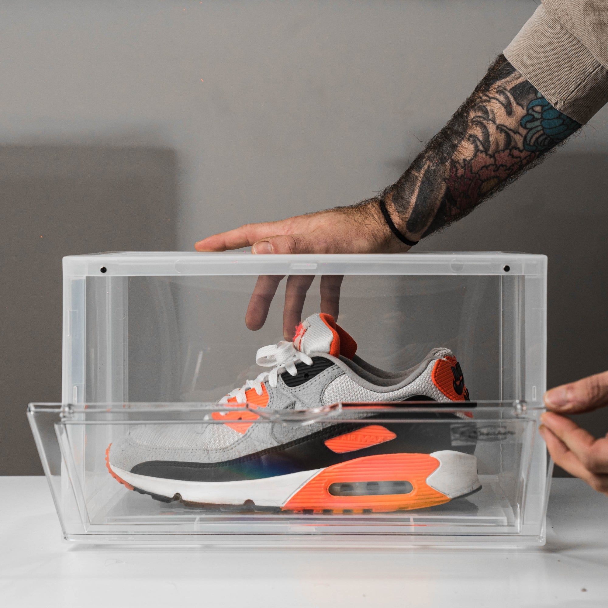 2 - Pack Side View Drop Front Shoe Box | Clear | Magnetic - The Sneaker Laundry